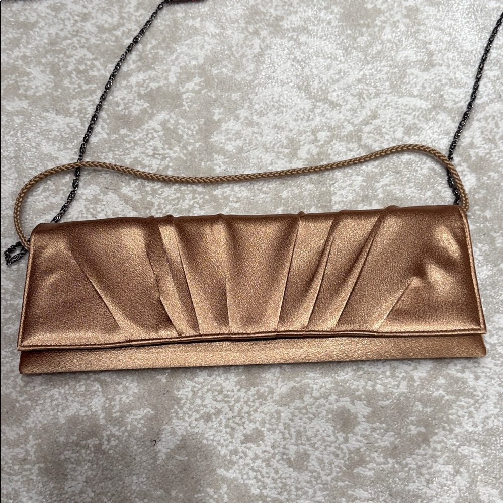 Elegant bronze Gold satin envelope Clutch Bag